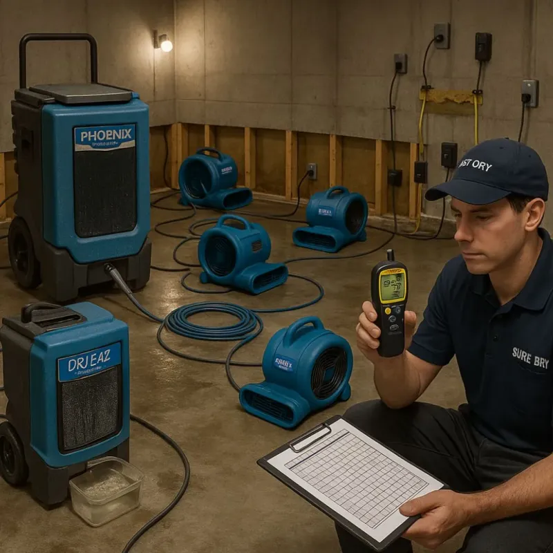 Structural Drying and Dehumidification process in Sandusky, MI